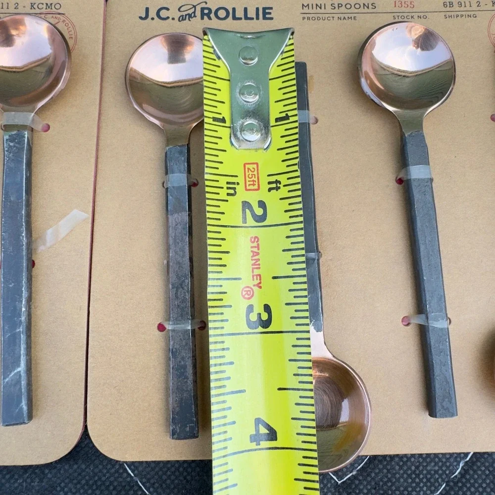 J.C. and Rollie Mini Spoons Set of 8 Copper and Forged Metal Appetizer Spoons